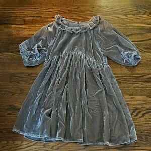 Elegant Velvet Kids Dress in Gray